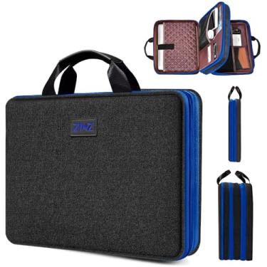 Imagem de Capa fina expansível para laptop 13 13,3 13,5 polegadas capa protetora atualizada durável reciclada com bolsos para acessórios para MacBook 13" e 14" e a maioria dos notebooks de 13" a 14", preto e azul