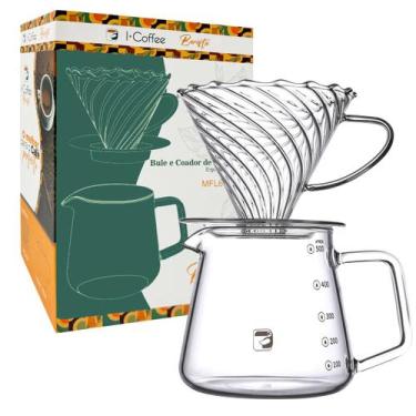 Imagem de Jarra e Coador de Vidro Borossilicato 500ml Kit de Preparo de Café V60