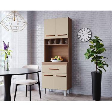 Imagem de Paneleiro Vitória com Adega 4 Portas 1 Gaveta  - Savana/Off White Móblis 