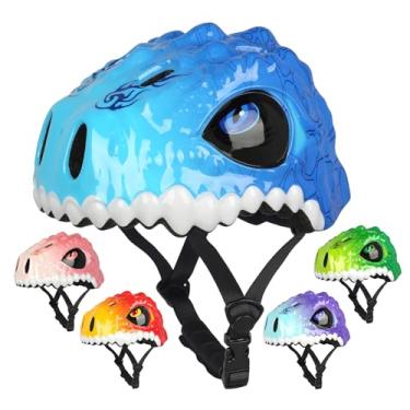 Imagem de Capacete de bicicleta infantil infantil, capacetes de dinossauro 3D para meninos e meninas, bebês/bebês para crianças de 1/2/3/4/5/6/7/8 anos de idade, leve, ajustável, multiesportes, bicicleta