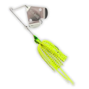 Imagem de U.S.A. BASS TACKLE Isca de pesca premium Stiletto Buzzbait Largemouth Smallmouth Spotted Bass Hover Head Saia de silicone personalizada Lâmina bolha Clacker Gancho resistente (verde-limão, 14 g)