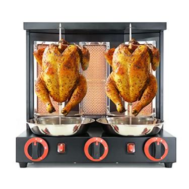 Imagem de NJTFHU Shawarma Machine Commercial Shawarma Rotisserie Vertical Kebab Grill Gyro Grill Rotativo Kebab com 3 Queimadores Propano, Preto