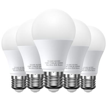 Imagem de Lâmpadas LED de 12 V, 12 W 1050 LM branco quente 3000 K, equivalente a 80 W 12-24 volts base E26 base CA/CC para iluminação solar fora da rede barco marinho, lâmpadas A19 RV paisagem jardim quintal