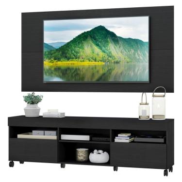 Imagem de Rack Com Painel Tv 65" Com Rodízios Londres Multimóveis V3335 Preto Preto