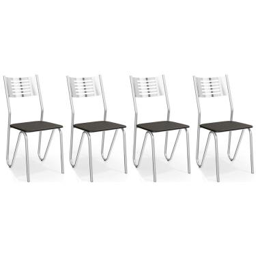 Imagem de Kit 4 Cadeiras Sala Jantar Nápoles 2C045 4 Un Cromada/Preto 110 - Kappesberg