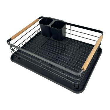 Imagem de Escorredor De Louças Com Bandeja VIENA Preto Compacto - MEK