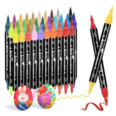 Imagem de Canetas de tinta acrílica Arrtx 32 cores de ponta dupla à base de água