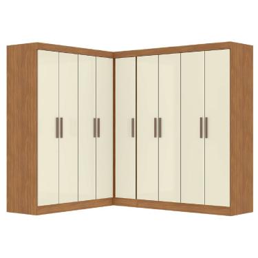 Imagem de Guarda Roupas Modulado De Canto Madrid Com 9 Portas Maxel Madeirado/off White