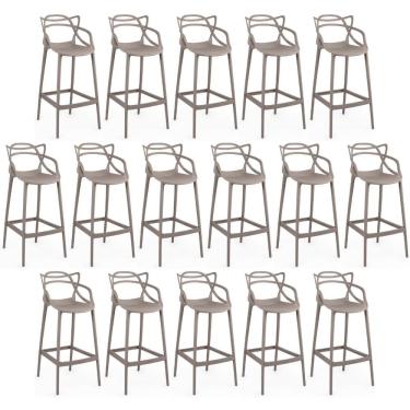 Imagem de Kit 16 Banquetas Allegra Com Encosto Design Cozinha/bancada - Fendi