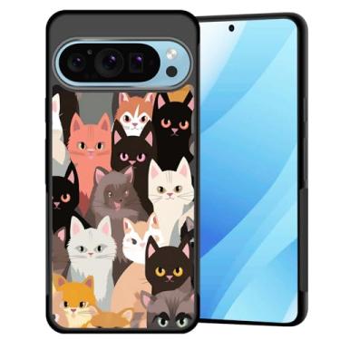 Imagem de BFUKVOU Capa para Pixel 10 Pro XL, capa rígida de policarbonato + TPU macio, antiderrapante, ultrafina, à prova de choque, para Google Pixel 10 Pro XL 6,8 polegadas 2025, gatos coloridos