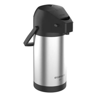 Imagem de Garrafa Termica Excelence 2,5l Inox/Preto Soprano