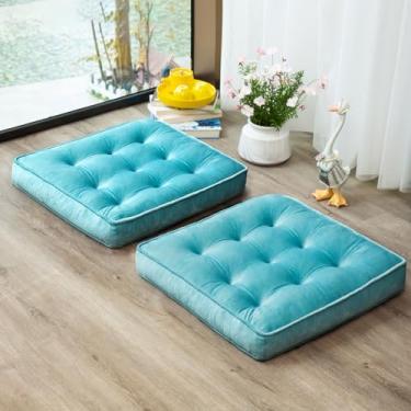 Imagem de 1 MIDDLE ONE Conjunto de 2 travesseiros de chão, almofadas de meditação de espuma de memória, almofadas de chão para adultos sentados, almofadas quadradas grandes para ioga, sofá, crianças, sala de