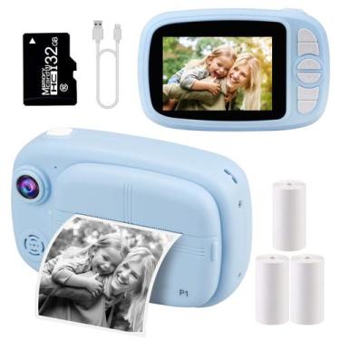 Imagem de Câmera de impressão instantânea Mijiaowatch 12MP/1080P Kids 3.5" azul