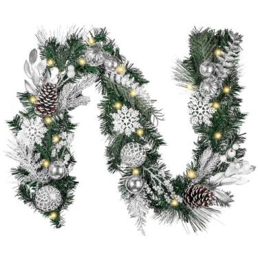 Imagem de Guirlanda de Natal Valery Madelyn 1,8 m com luzes e bolas prateadas