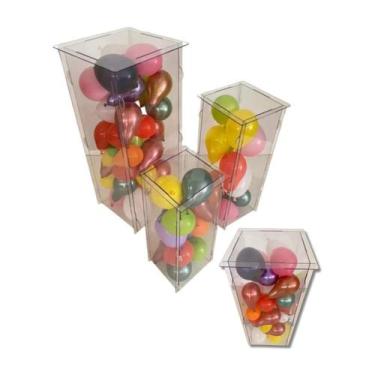 Imagem de Quatro Cubos Acrílico 3Mm Ps Cristal 80 60 50 50 Cm - Lúdica Artes