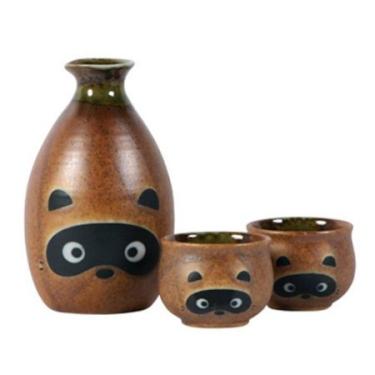 Imagem de Conjunto de 3 peças de saquê de guaxinim Tanuki