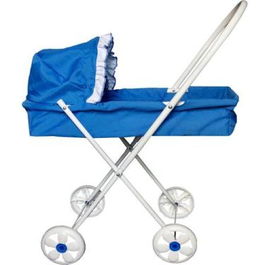 Imagem de Carrinho Deitado Azul carrinho De Boneca Bebe Brinquedo - bcm brasil