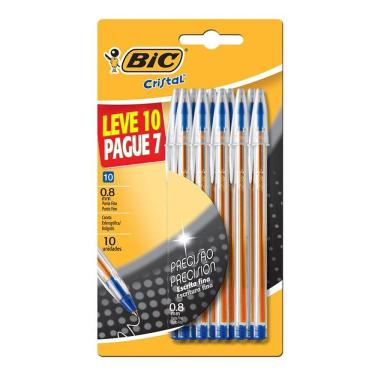 Imagem de Caneta esfer Cristal fina azul c/ 10 unid 971077 Bic
