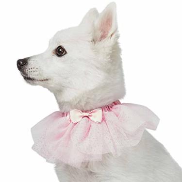 Imagem de Blueberry Pet Coleira ajustável para cães My Little Princess Breakaway com malha bordada e gravata borboleta, rosa bebê, pequena