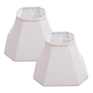 Imagem de SEEYUAN Conjunto de 2 persianas KD, abajures de linho natural para candeeiros de mesa, abajur médio, 30,5 x 15,2 x 21,6 cm, para candeeiro de mesa e candeeiro de cabeceira, sem necessidade de montagem