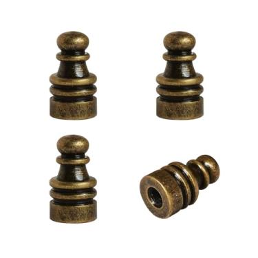 Imagem de 4 peças de acabamento de abajur para abajur, acabamento decorativo para lâmpadas rosqueadas, botão de tampa para candeeiros de mesa ou de chão (latão antigo)