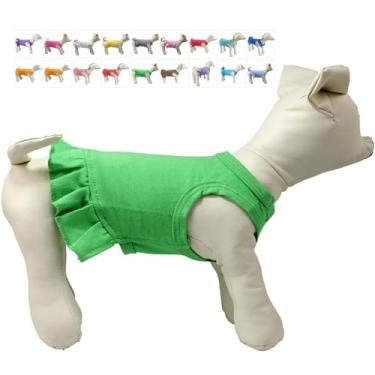 Imagem de Roupas para animais de estimação roupas para cães pequenos, camisetas esportivas de cor branca, camisetas regatas, vestidos, regatas para cachorros femininos de tamanho pequeno, fantasias de verão para animais de estimação, 100% algodão (G, verde)