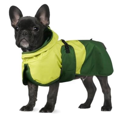 Imagem de BRKURLEG Capa de chuva para cães pequenos, médios e grandes, impermeável, capa de chuva para cães com capuz ajustável, capa de chuva para animais de estimação, poncho com orifício para trela, faixa