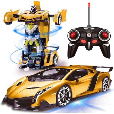 Imagem de Carro RC Transform Robot Toy, luzes de 2,4 GHz, 1:18, recarregável, ca