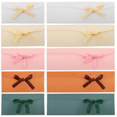 Imagem de Envelope de papel retrô com fita envelope vintage para cartão de convite com fita para festa de Natal e Ação de Graças, 5 cores