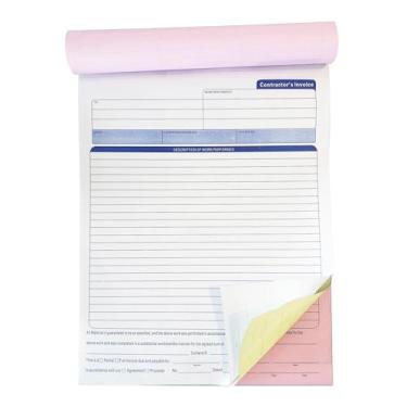 Imagem de Roll Maven Pacote com 10 livros de notas fiscais de empreiteiros, 3 partes 21 x 28 cm, formulários sem carbono com cópias brancas, amarelas e rosa, livro de recibos de pedido de serviço com folhas de