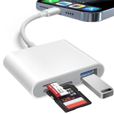 Imagem de Leitor de cartão SD USB C para iPhone 15 16/iPad/Mac/Laptop/cartão de memória tipo C para adaptador de câmera para iMac iPad Pro Air Mini MacBook Pro Air Galaxy MicroSD/SD (3 compartimentos para