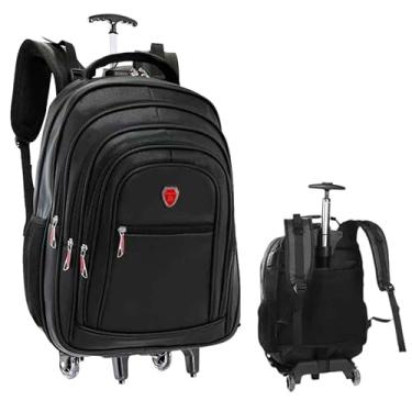 Imagem de Mochila com Rodinhas, Couro PU, USB, Trava Anti-furto, Compartimento para Notebook