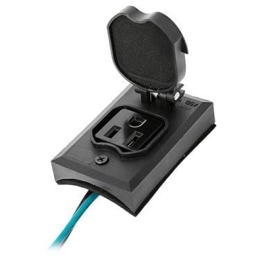 Imagem de Generic Tomada de poste de luz tomada elétrica de aterramento preta economia de energia versátil resistente substituição plugue de poste de luz 125 V 15 a