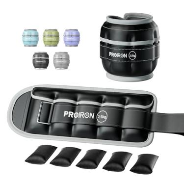 Imagem de PROIRON Pesos de tornozelo ajustáveis para mulheres e homens 0,5 kg - 2,5 kg em par de peso refletivo no tornozelo para exercícios físicos jogging aeróbica - preto