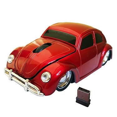 Imagem de Mouse sem fio Jinfili 1967 estilo clássico para carro, mouse ergonômico, computador para computador desktop laptop PC, Vermelho