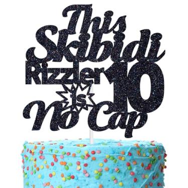 Imagem de This Skibidi Rizzler is 10 No Cap Cake Topper, Bro I'm 10, Funny Modern Z 10 Years old Cake Decor, 10th Birthday Party Decoration Supplies