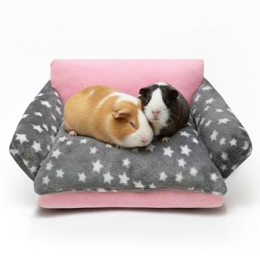 Imagem de JVVGPET Sofá-cama de porquinho-da-índia, cama macia e fofa de animais pequenos, também para coelho, chinchila, ouriço, hamster, roupa de cama lavável com gaiola de porquinho-da-índia