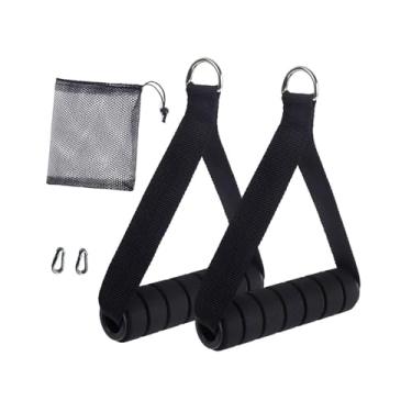 Imagem de predolo 2 peças de alças de exercício, alças de treino, de faixa de resistência para polias de máquina de cabo, Preto