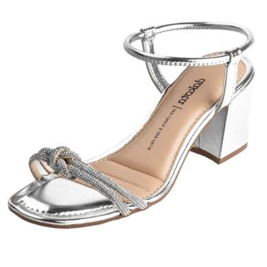 Imagem de Sandalia Feminina Metalizada Salto Medio Brilho Dakota Y6533