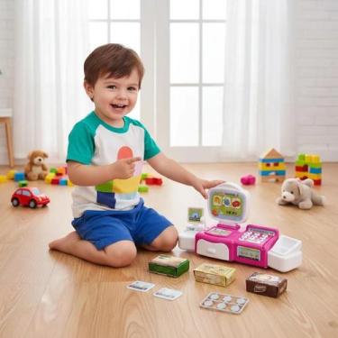 Imagem de Caixa Registradora Infantil Brinquedo Faz de Conta Educativo com Moeda