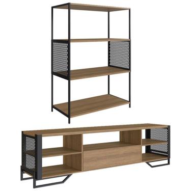 Imagem de Rack 180 Cm Gaveta Estante 77 Cm Industrial 17X24 Mell Preto PP