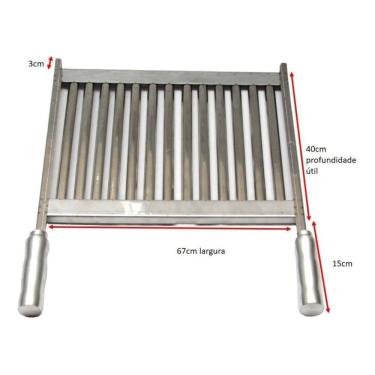 Imagem de Grelha Uruguaia Inox Parrilha Churrasco 67X40Cm Premoldada