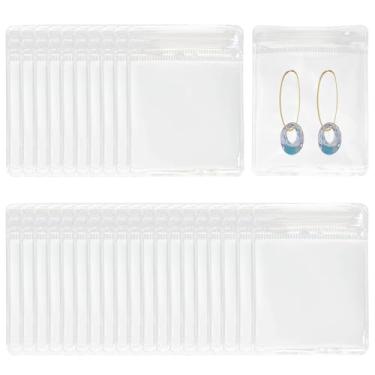 Imagem de Murtenze 100 peças de sacos de joias transparentes, sacos autoselantes com zíper de PVC, pequenos sacos ziplock para armazenamento de joias (6 x 8 cm)