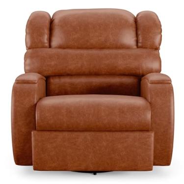 Imagem de Poltrona do Papai Sala de Cinema Reclinável Manchester Glider Manual Giratória PU Caramelo Brilho G23