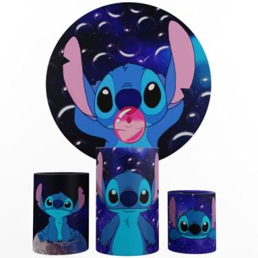 Imagem de Kit Decoração Festa, Painel Stitch + Trio Capas De Cilindros (Color 08)