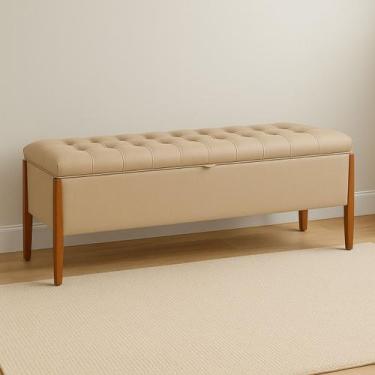 Imagem de Baú Puff Estofado Cama Solteiro 90cm Para Quarto Sala Calçadeira Organ