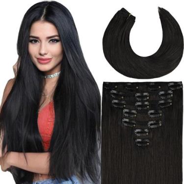 Imagem de Extensões de cabelo Psiool Real Human Hair 45 cm 120 g 7 unidades
