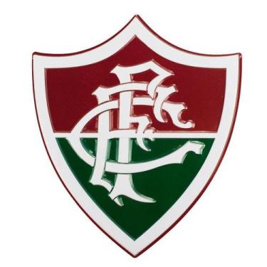 Imagem de Placa Metal Escudo Fluminense 20,5x17,5cm  Decoração Oficial Tricolor 
