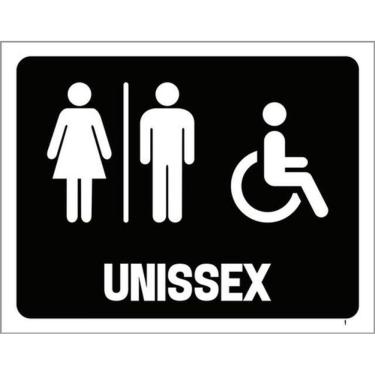 Imagem de Kit 3 Placas Sinalização - Banheiro Unissex Acessibilidade