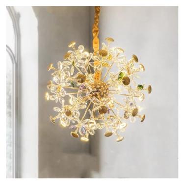 Imagem de Lustre de cristal francês de luxo leve com dente de leão, luminária pendente para sala de estar, hotel, decoração para casa, decoração nórdica e moderna